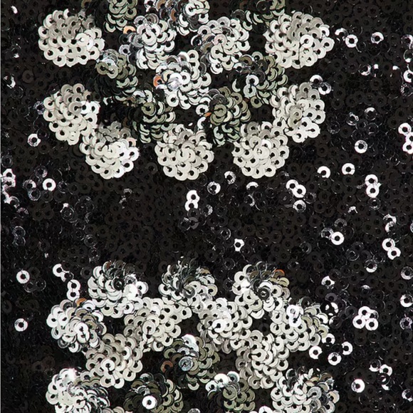 Le Superbe Chic Black and Silver Granny Square Sequin Mini Dress - Picture 4 of 7